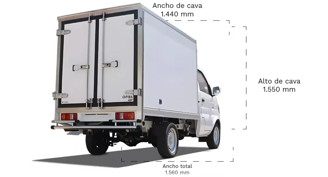 DFSK K01S Refrigerada -18° — diagrama de dimensiones