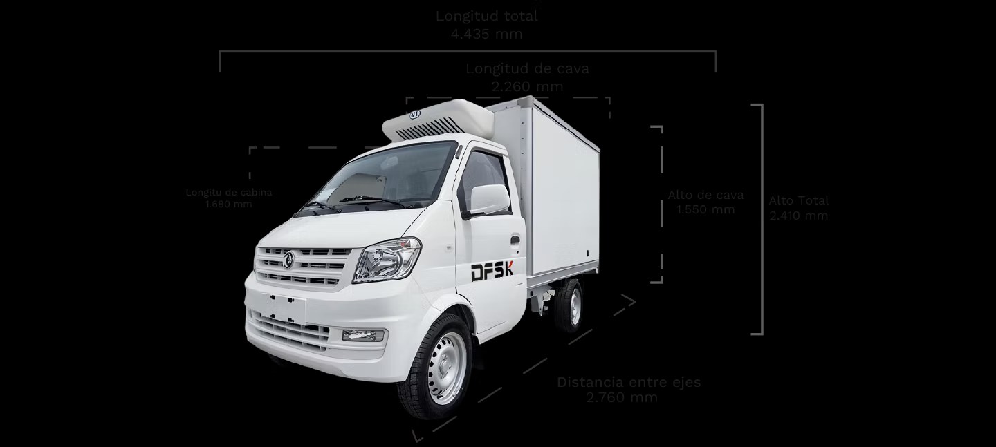 DFSK K01S Refrigerada -5° — diagrama de dimensiones